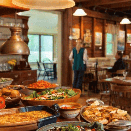 Buffet de spécialités alsaciennes dans une ferme auberge vosgienne près de la Ferme Auberge du Schafert